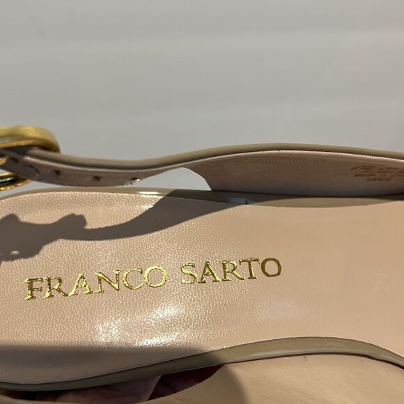 Franco Sarto Nude Patent Peep Toe‎ Platform Slingback Shoes Size 8.5 NWOT - Picture 13 of 16